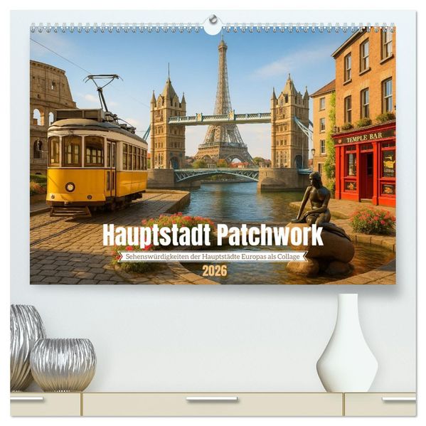 Hauptstadt Patchwork (hochwertiger Premium Wandkalender 2026 DIN A2 quer) Kunstdruck in Hochglanz