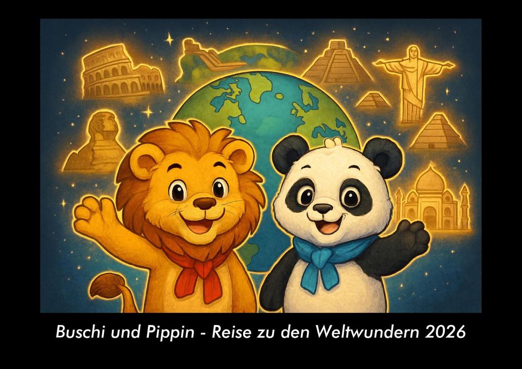 Buschi und Pippin - Reise zu den Weltwundern 2026 Fotokalender DIN A3