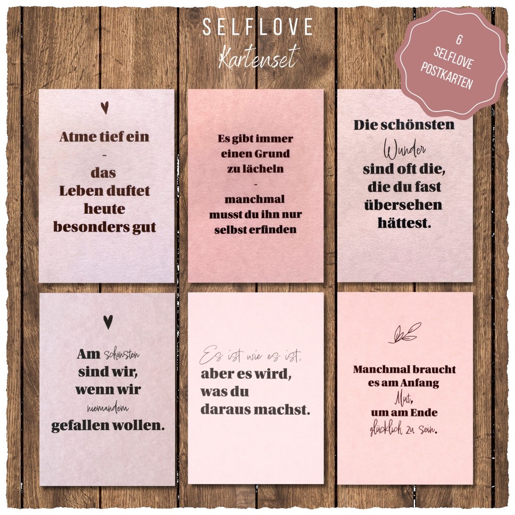 KEITCARDS Postkarten Selflove Achtsamkeit Grußkarten im Set 6 Karten