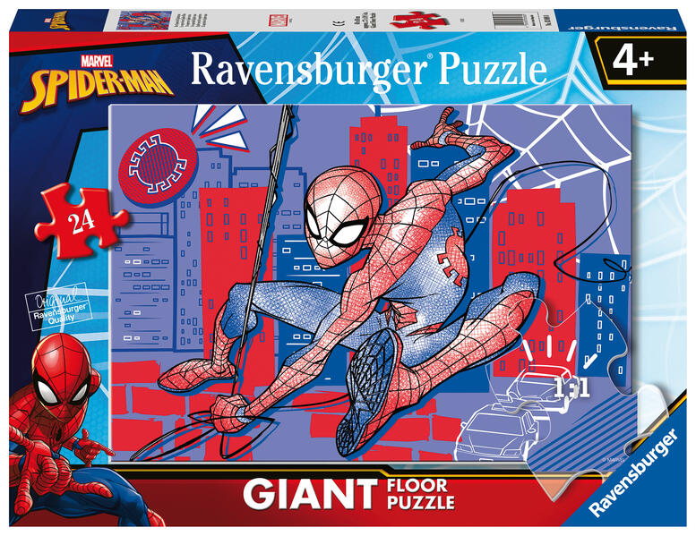 Ravensburger Kinderpuzzle 03088 - Der Superheld Spiderman - Bodenpuzzle mit 24 großen Puzzleteilen für kleine Spiderman-Fans ab 3 Jahren