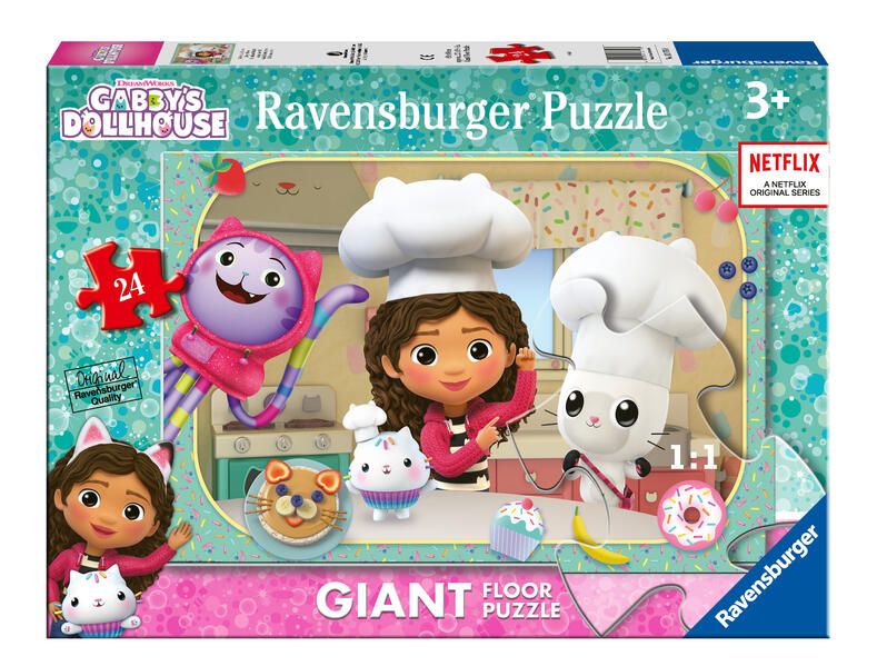 Ravensburger Kinderpuzzle 03178 - Gabbys Kochkünste - Bodenpuzzle mit 24 großen Puzzleteilen für kleine Gabby-Fans ab 3 Jahren