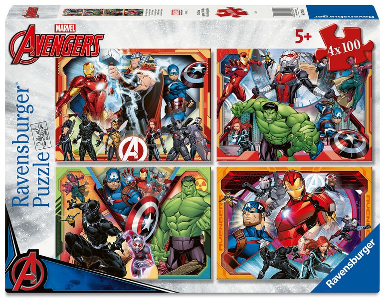 Kinderpuzzle 4x100 Teile - Marvel Avengers - Die mächtigen Avengers