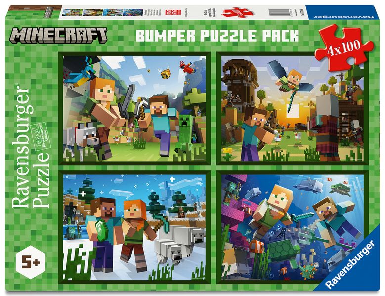 Kinderpuzzle 4x100 Teile - Minecraft - Biome erforschen