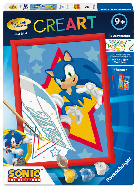 CreArt Malen nach Zahlen Kinder Sonic the Hedgehog - Rasender Sonic