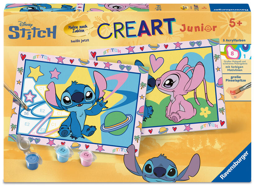 CreArt Malen nach Zahlen Junior - Disney Stitch & Angel