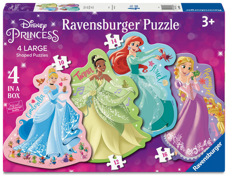 Ravensburger Kinderpuzzle 03082 - Liebe das Leben! - 4 konturgeformte Puzzles mit 10 12 14 und 16 großen stabilen Puzzleteilen für kleine Disney-Fans ab 3 Jahren