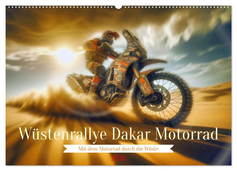 Wüstenrallye Dakar Motorrad (Wandkalender 2026 DIN A2 quer) CALVENDO Monatskalender