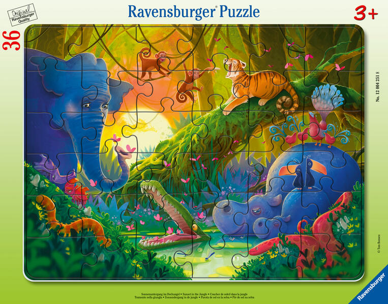 Kinderpuzzle 36 Teile - Sonnenuntergang im Dschungel