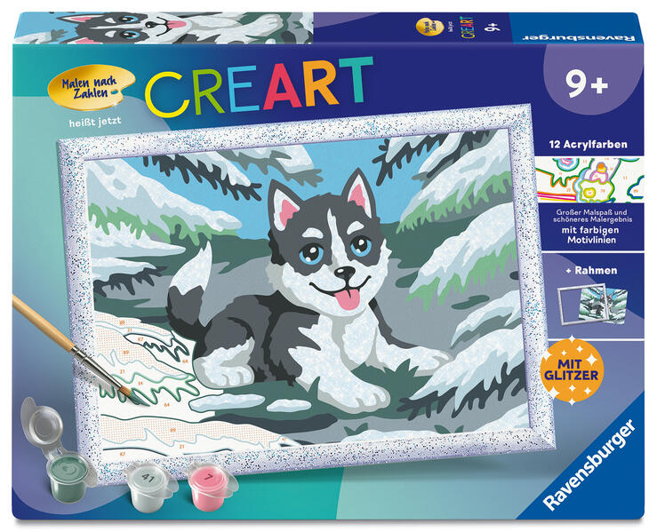 CreArt Malen nach Zahlen Kinder - Frecher Husky