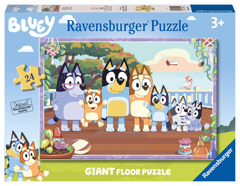 Ravensburger Kinderpuzzle 05622 - Familienzeit - Bodenpuzzle mit 24 großen Puzzleteilen für kleine Bluey-Fans ab 3 Jahren
