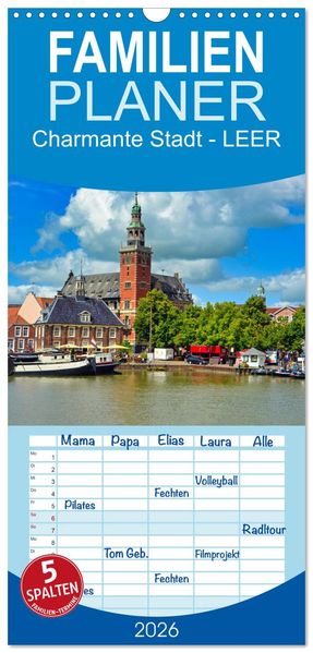 Familienplaner 2026 - Charmante Stadt - LEER mit 5 Spalten (Wandkalender 21 x 45 cm) CALVENDO