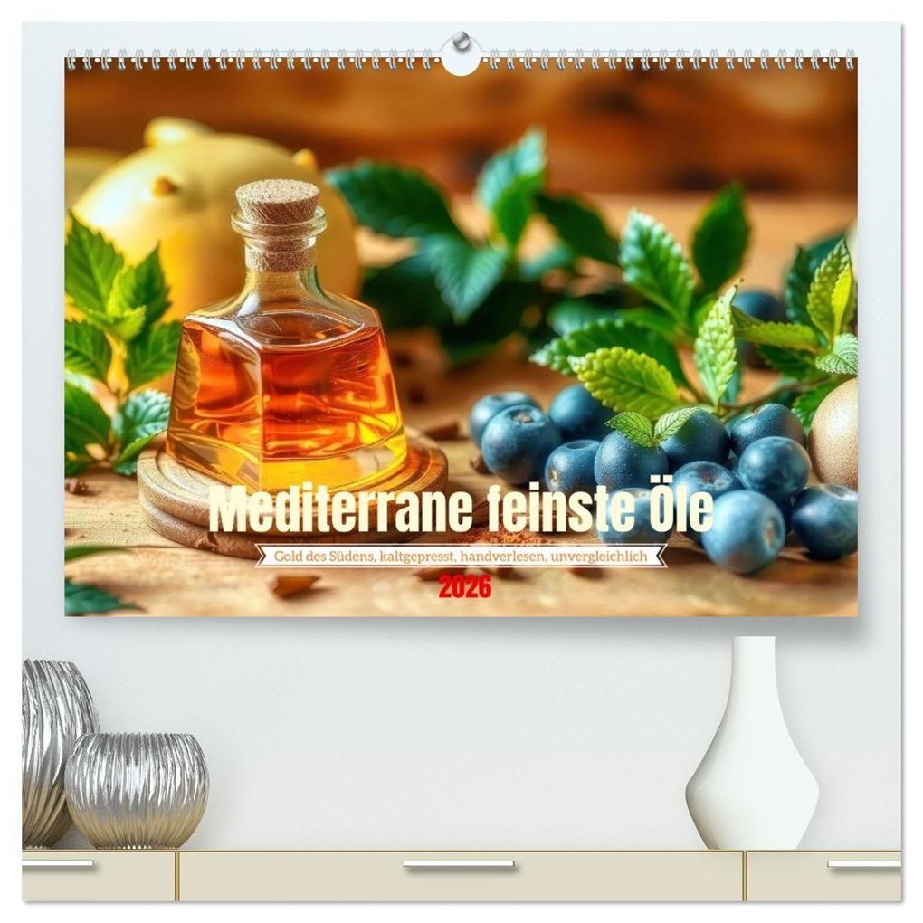 Mediterrane feinste Öle (hochwertiger Premium Wandkalender 2026 DIN A2 quer) Kunstdruck in Hochglanz