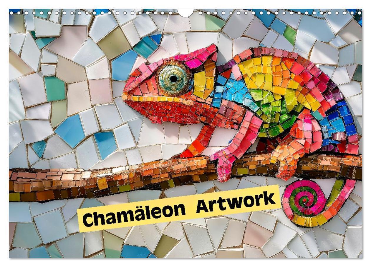 Chamäleon Artwork (Wandkalender 2026 DIN A3 quer) CALVENDO Monatskalender