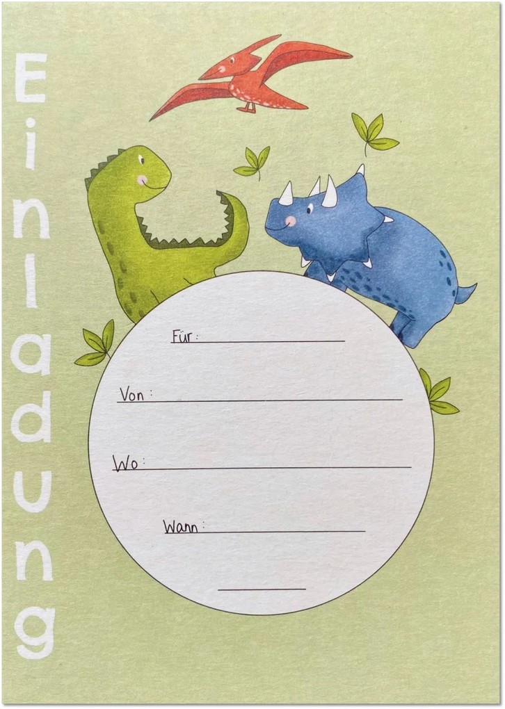 KEITCARDS Einladungskarte Dino Karte für Einladung Geburtstag 1 Stück
