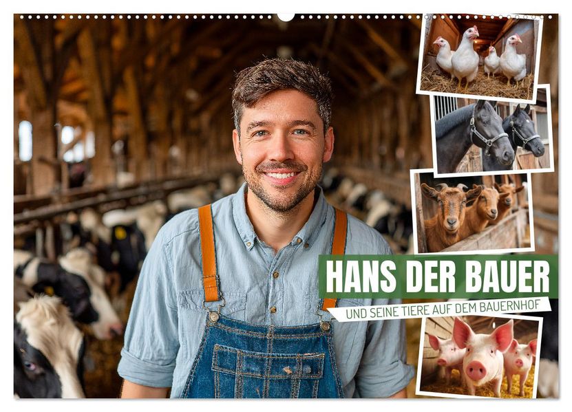 Hans der Bauer und seine Tiere auf dem Bauernhof (Wandkalender 2026 DIN A2 quer) CALVENDO Monatskalender
