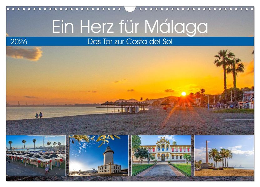 Ein Herz für Málaga (Wandkalender 2026 DIN A3 quer) CALVENDO Monatskalender
