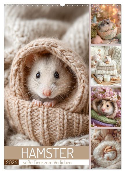 Hamster - süße Tiere zum Verlieben (Wandkalender 2026 DIN A2 hoch) CALVENDO Monatskalender
