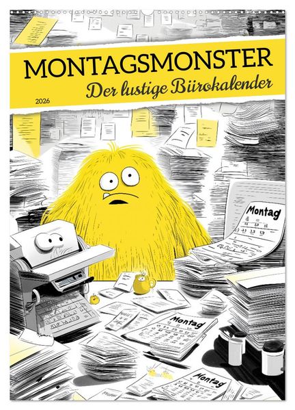 Montagsmonster - der lustige Bürokalender (Wandkalender 2026 DIN A2 hoch) CALVENDO Monatskalender