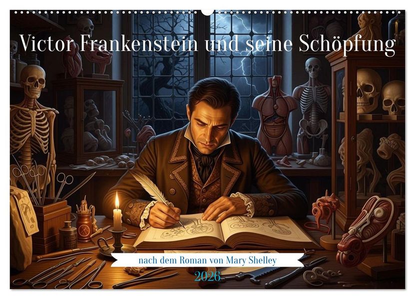 Victor Frankenstein und seine Schöpfung (Wandkalender 2026 DIN A2 quer) CALVENDO Monatskalender