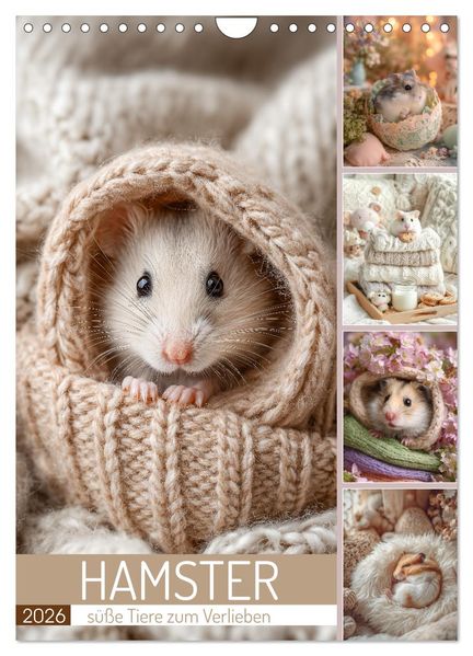 Hamster - süße Tiere zum Verlieben (Wandkalender 2026 DIN A4 hoch) CALVENDO Monatskalender