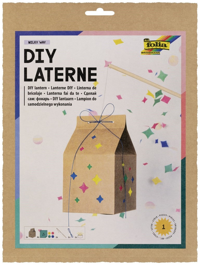 FOLIA Bastelartikel DIY Laterne MILKY WAY inkl. 1 LED-Licht und Batterien
