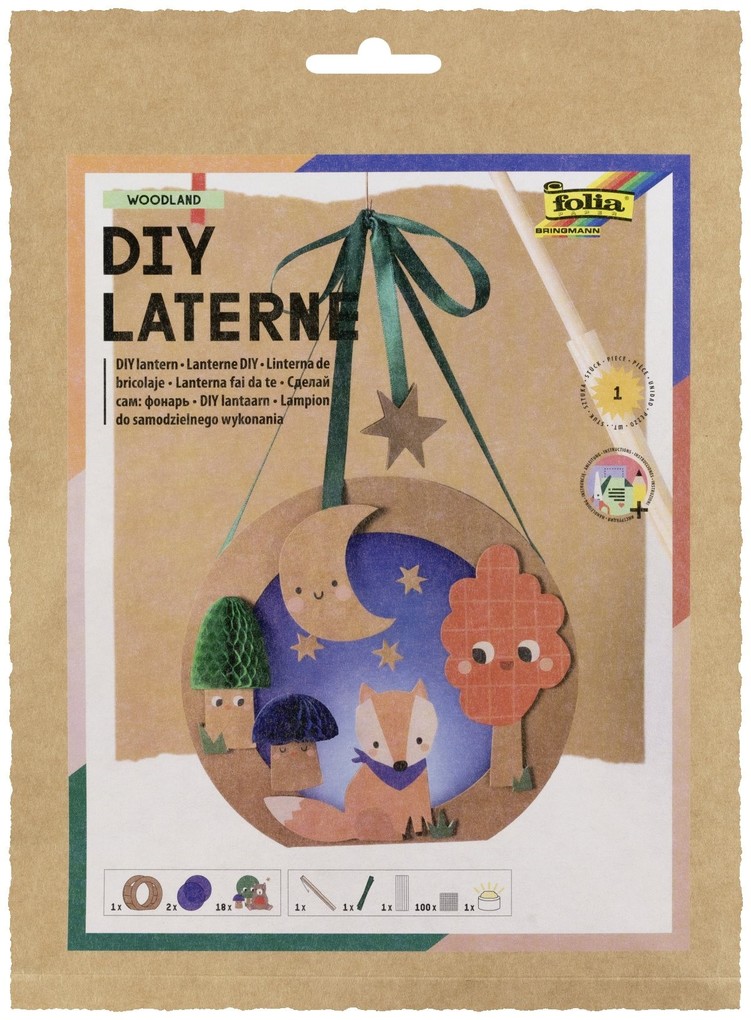 FOLIA Bastelartikel DIY Laterne Woodland inkl. 1 LED-Licht und Batterien
