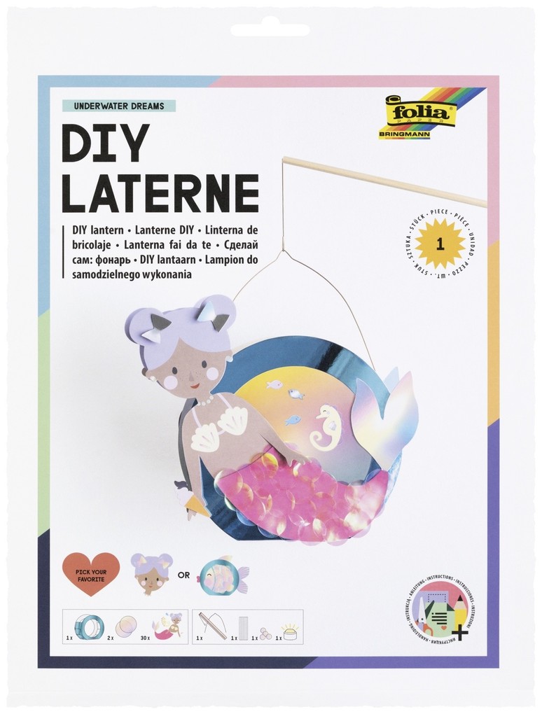 FOLIA Bastelartikel Laternen-Bastelsets UNDERWATER DREAMS inkl. 1 LED-Licht und Batterien