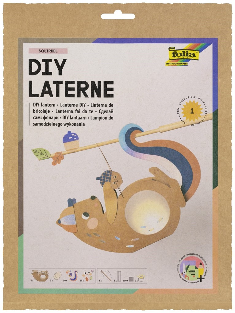 FOLIA Bastelartikel DIY Laterne SQUIRREL inkl. 1 LED-Licht und Batterien