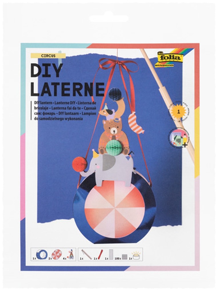 FOLIA Bastelartikel DIY Laterne Circus inkl. 1 LED-Licht und Batterien