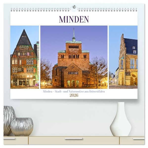 Minden - Stadt- und Naturmotive aus Ostwestfalen (hochwertiger Premium Wandkalender 2026 DIN A2 quer) Kunstdruck in Hochglanz