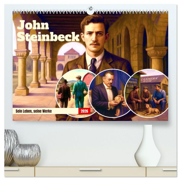 John Steinbeck (hochwertiger Premium Wandkalender 2026 DIN A2 quer) Kunstdruck in Hochglanz