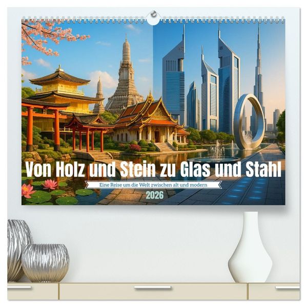 Von Holz und Stein zu Glas und Stahl (hochwertiger Premium Wandkalender 2026 DIN A2 quer) Kunstdruck in Hochglanz