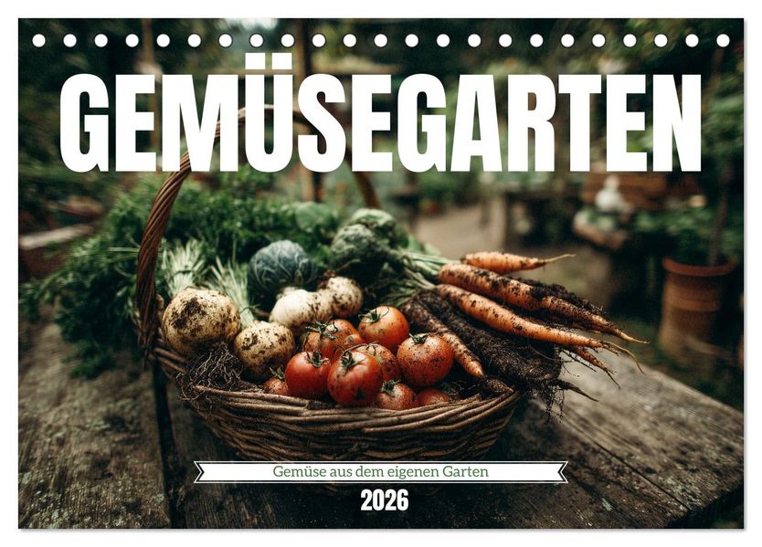 Gemüsegarten - Gemüse aus dem eigenen Garten (Tischkalender 2026 DIN A5 quer) CALVENDO Monatskalender