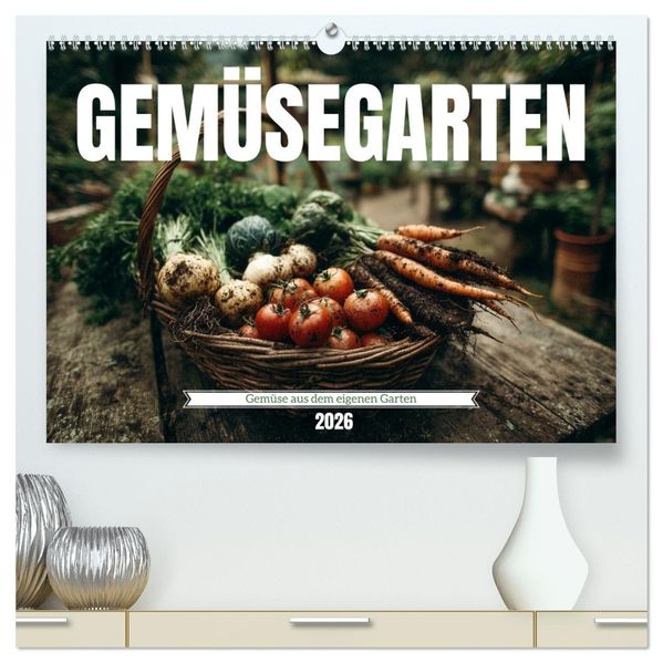 Gemüsegarten - Gemüse aus dem eigenen Garten (hochwertiger Premium Wandkalender 2026 DIN A2 quer) Kunstdruck in Hochglanz