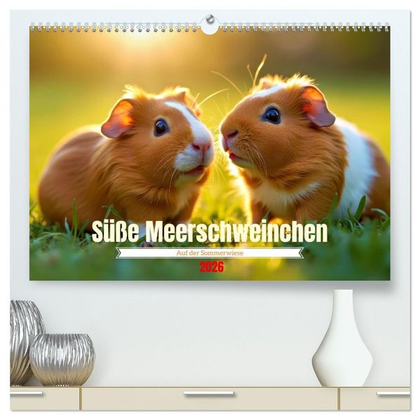 Süße Meerschweinchen (hochwertiger Premium Wandkalender 2026 DIN A2 quer) Kunstdruck in Hochglanz
