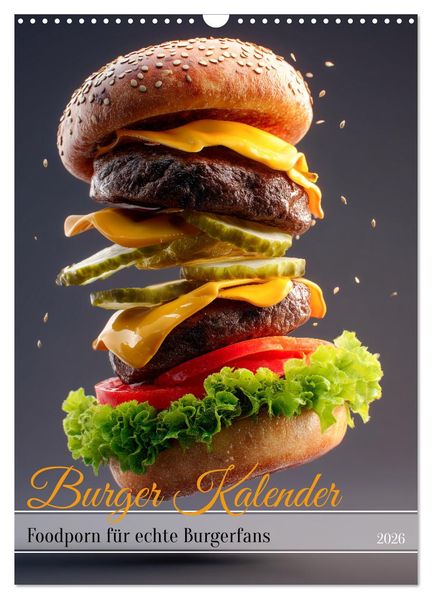 Burger Kalender - Foodporn für echte Burgerfans (Wandkalender 2026 DIN A3 hoch) CALVENDO Monatskalender
