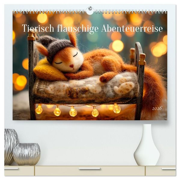 Tierisch flauschige Abenteuerreise (hochwertiger Premium Wandkalender 2026 DIN A2 quer) Kunstdruck in Hochglanz