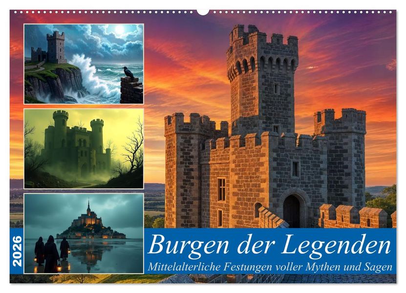 Burgen der Legenden (Wandkalender 2026 DIN A2 quer) CALVENDO Monatskalender