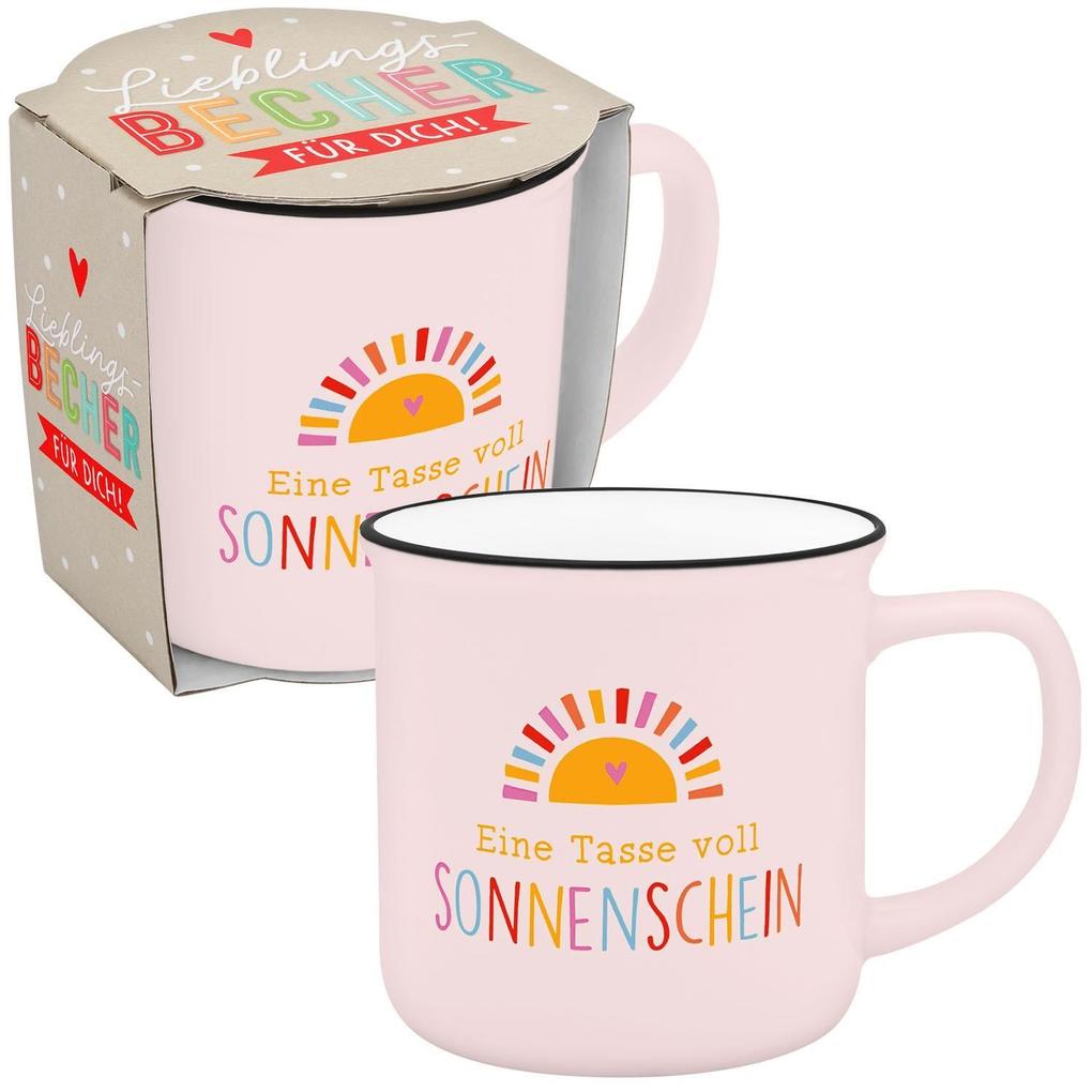 Becher in Emailloptik 'Eine Tasse voll Sonnenschein'