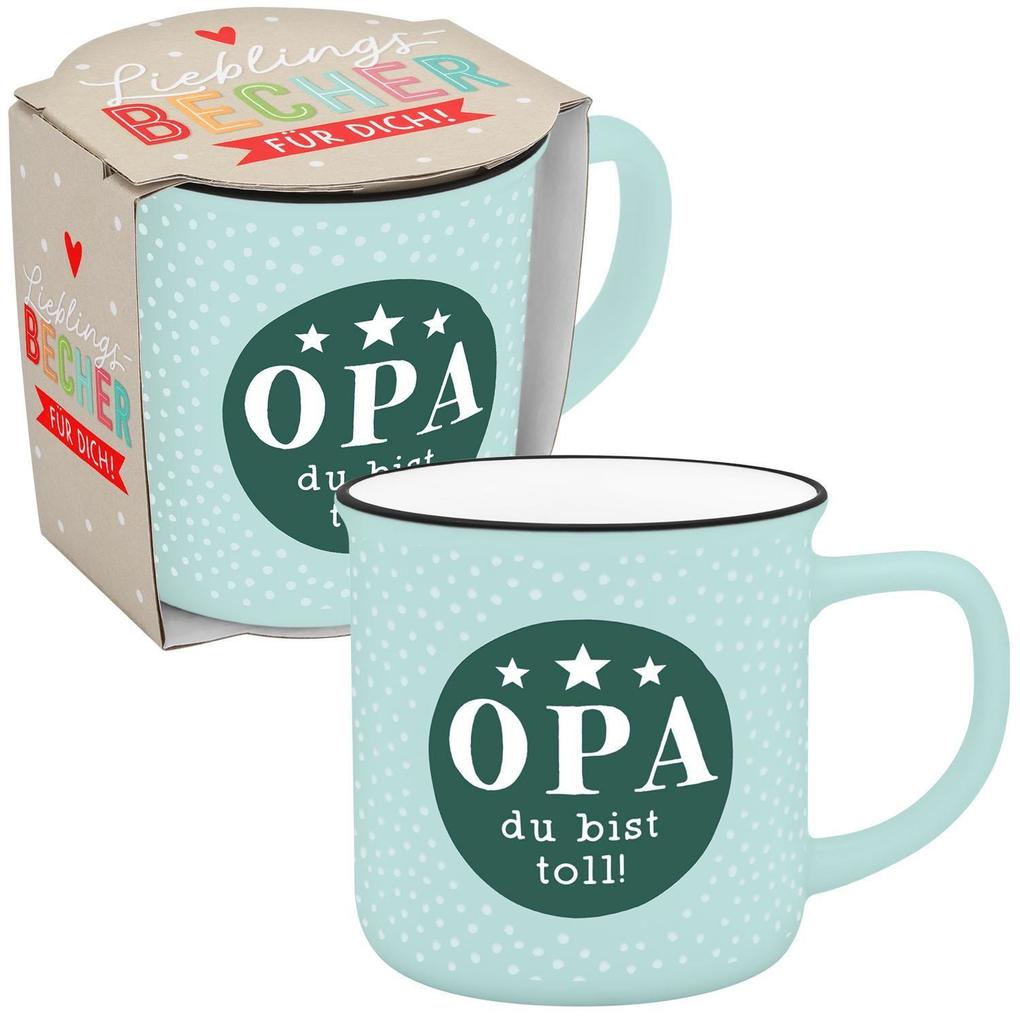 Becher in Emailloptik 'Opa du bist toll!'