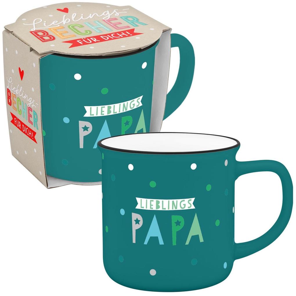 Becher in Emailloptik 'Lieblingspapa'