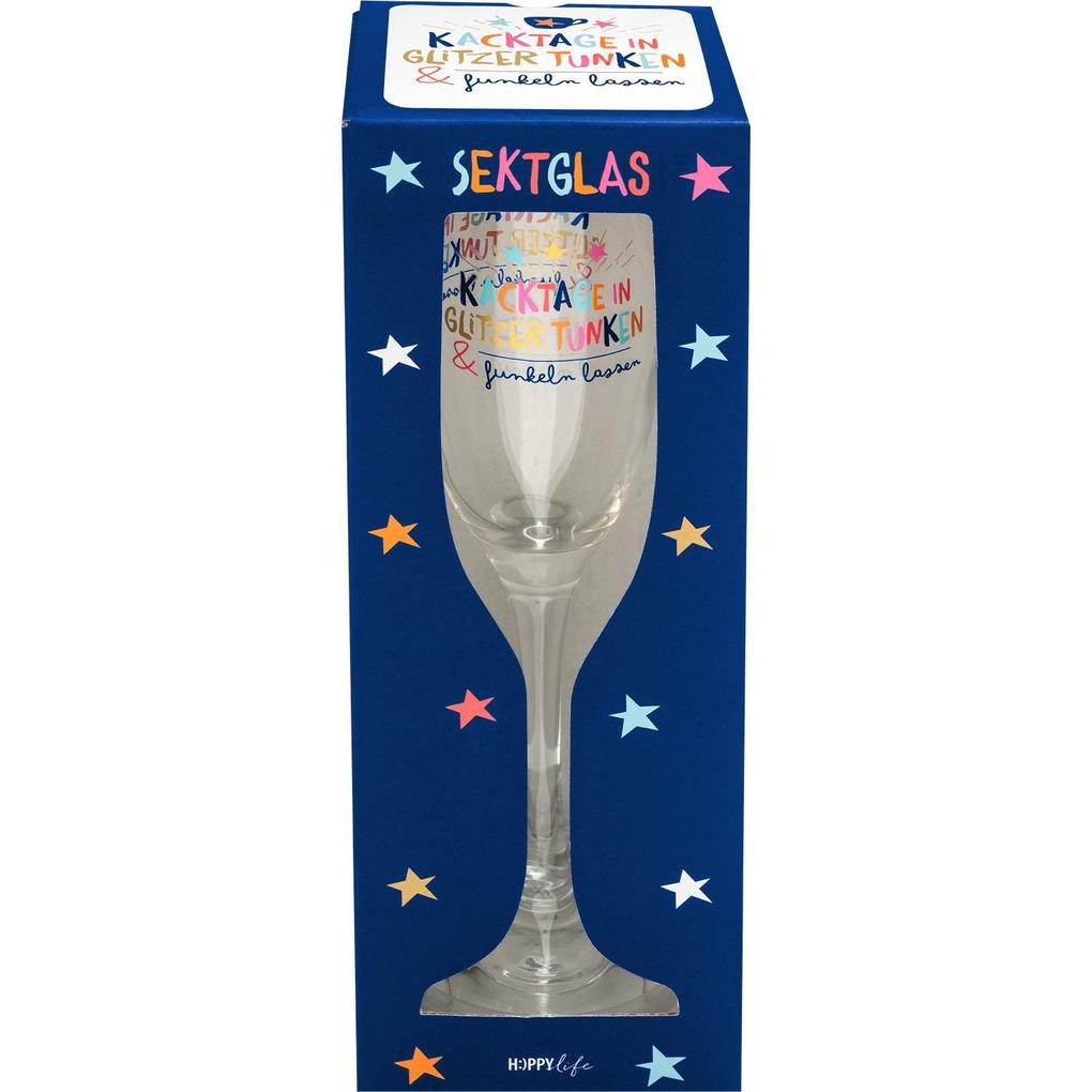Sektglas 'Kacktage in Glitzer tunken & funkeln lassen'