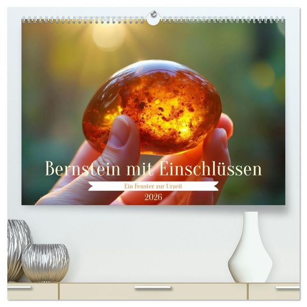 Bernstein mit Einschlüssen (hochwertiger Premium Wandkalender 2026 DIN A2 quer) Kunstdruck in Hochglanz