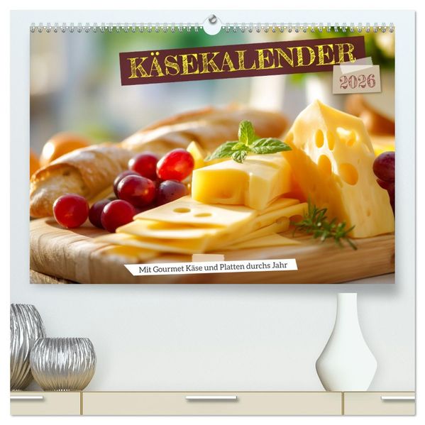 Käsekalender - mit Gourmet Käse und Platten durchs Jahr (hochwertiger Premium Wandkalender 2026 DIN A2 quer) Kunstdruck in Hochglanz