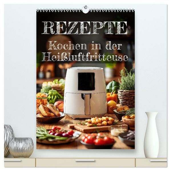 REZEPTE - Kochen in der Heißluftfritteuse (hochwertiger Premium Wandkalender 2026 DIN A2 hoch) Kunstdruck in Hochglanz