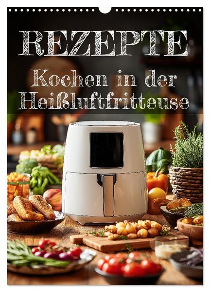 REZEPTE - Kochen in der Heißluftfritteuse (Wandkalender 2026 DIN A3 hoch) CALVENDO Monatskalender