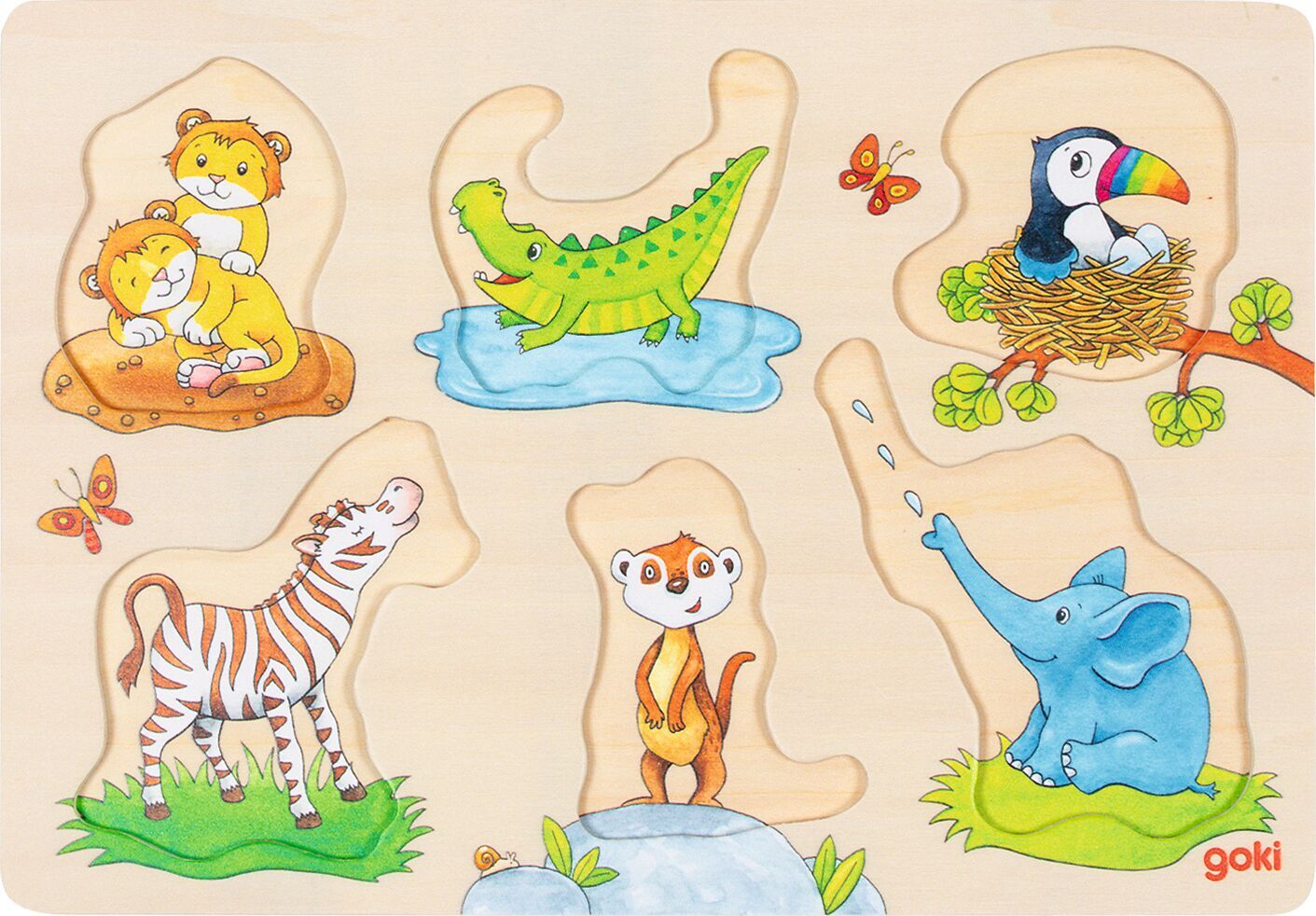 Hintergrundbildpuzzle wilde Tierbabies mit Elternteil