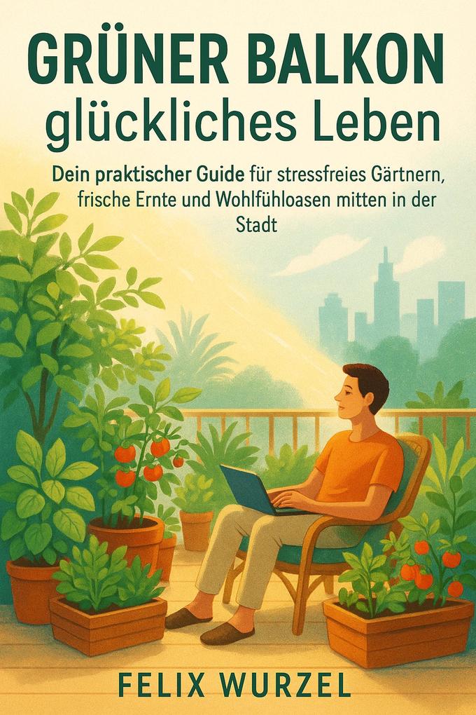 Grüner Balkon glückliches Leben
