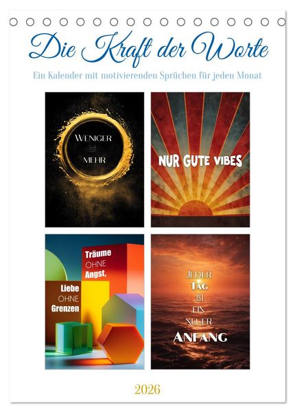 Die Kraft der Worte (Tischkalender 2026 DIN A5 hoch) CALVENDO Monatskalender