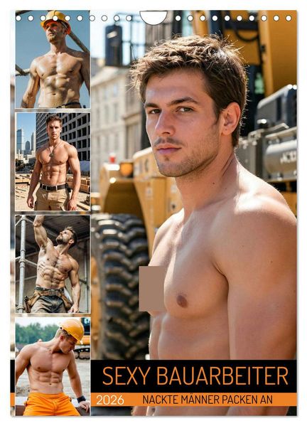 SEXY BAUARBEITER - Nackte Männer packen an (Wandkalender 2026 DIN A4 hoch) CALVENDO Monatskalender